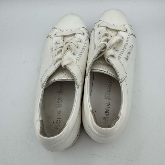 Acne Studios White Leather Platform Sneakers Sz 37~US 6.5–7 Minimalist Designer - Picture 6 of 8